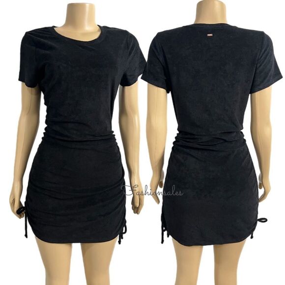 Victorias Secret Pink Beach Terry Ruched Sides Dress Black Xsmall - Picture 8 of 10